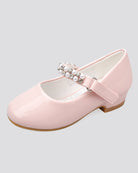 Pink Girls Pearl and diamond strap Low Heel Mary Jane