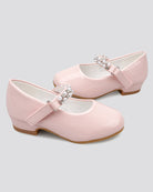 Pink Girls Pearl and diamond strap Low Heel Mary Jane