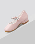 Pink Girls Pearl and diamond strap Low Heel Mary Jane