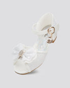 White Girls Sparkly Princess Low Heels Sandals