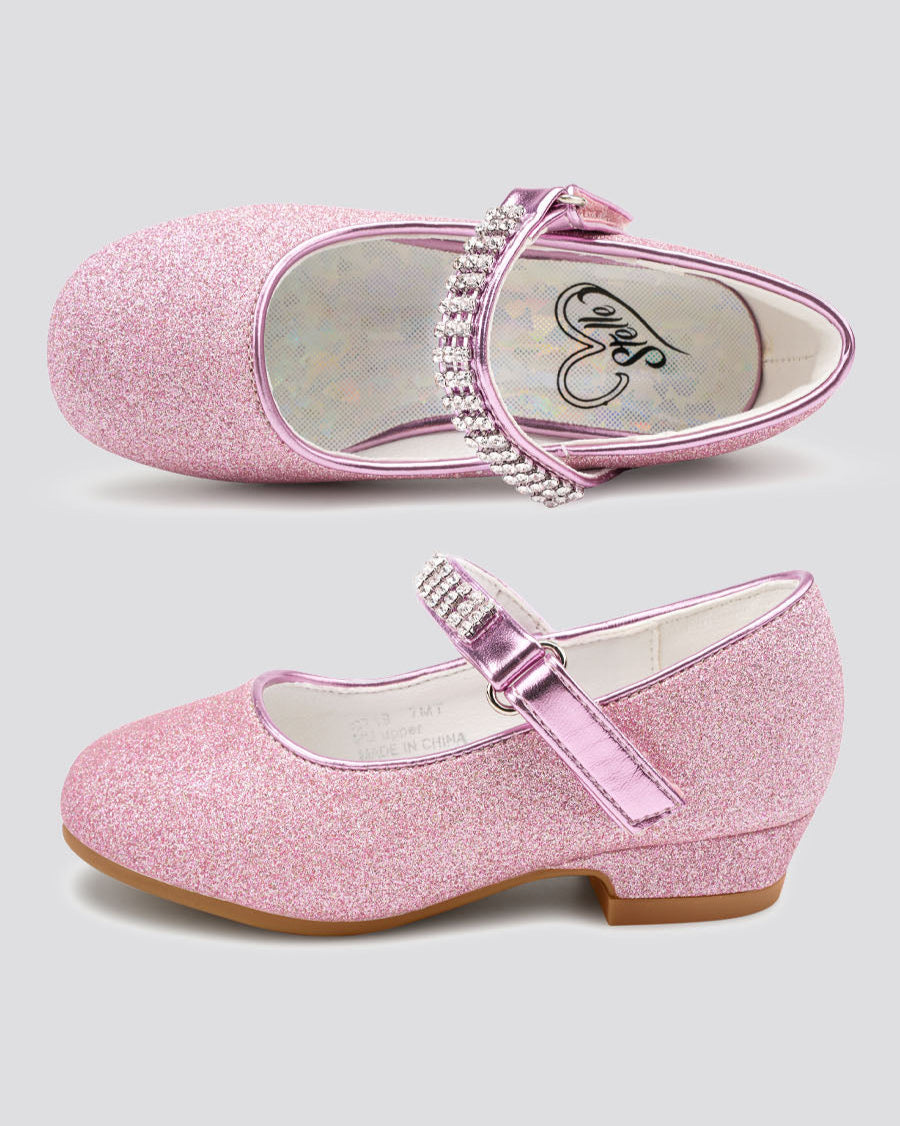 Fuchsia Girls Low Heel Mary Jane Dress Shoes