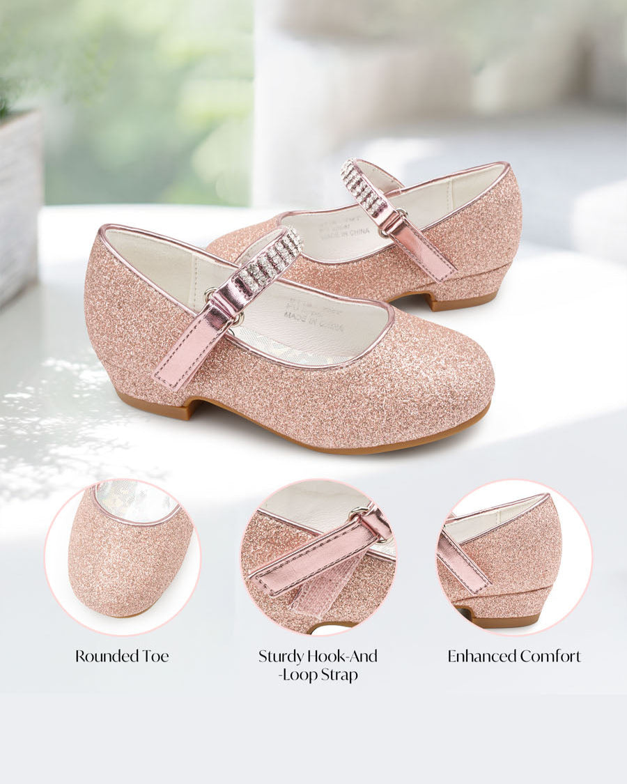 Rose Girls Low Heel Mary Jane Dress Shoes