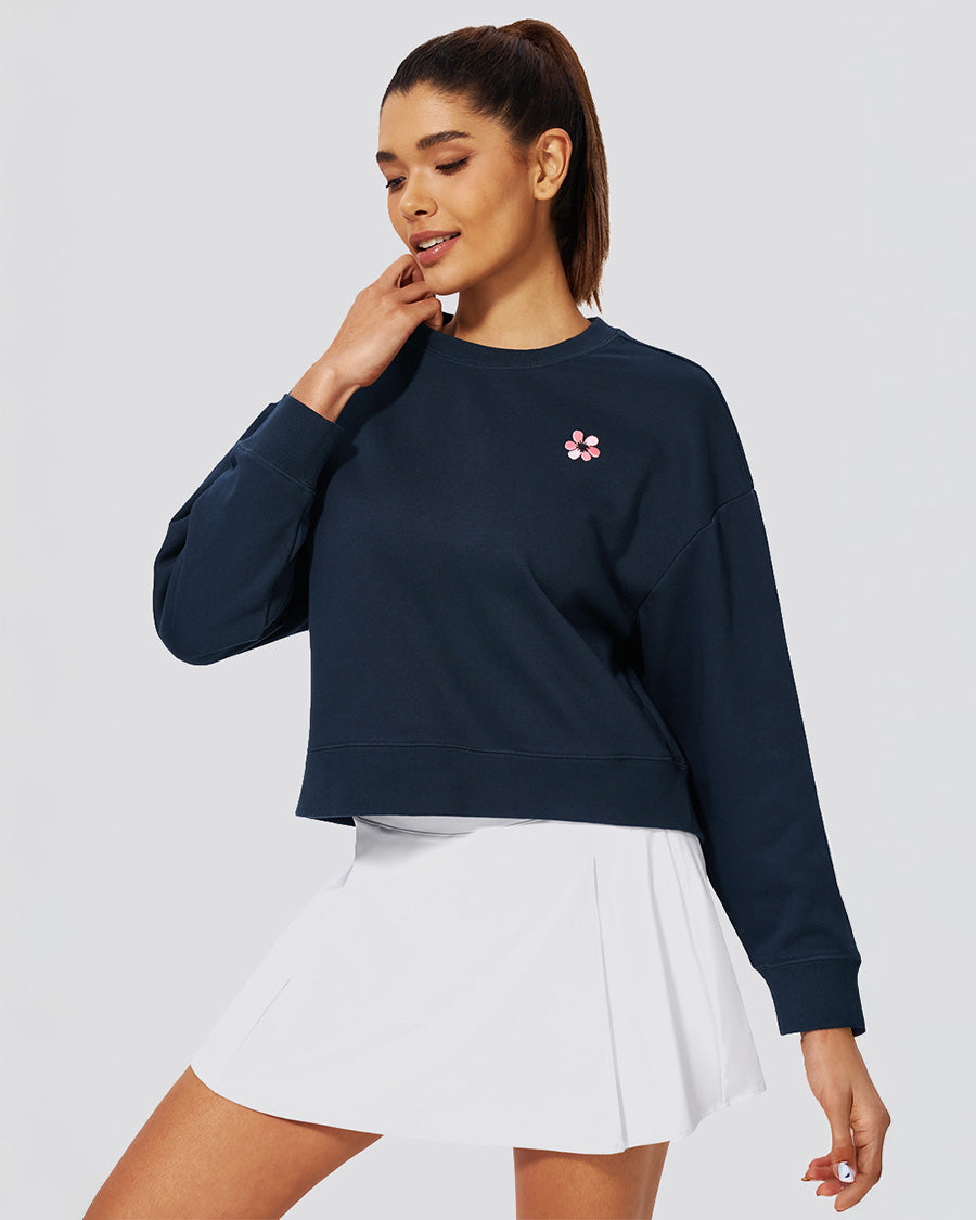 Navy Crop Oversized Sweatshirt