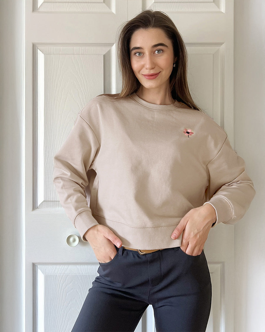 Oat Milk Crop Oversized Sweatshirt