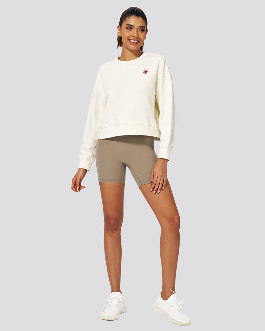 Off White Crop Oversized Sweatshirt