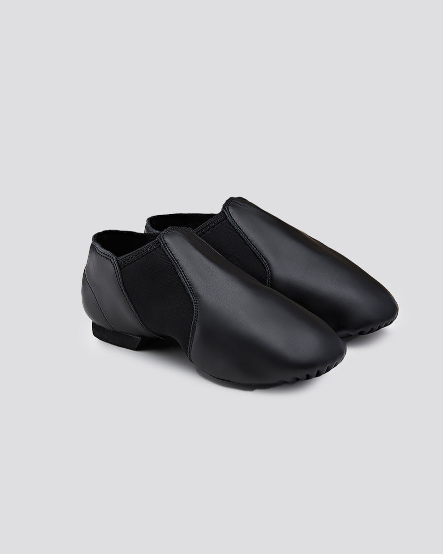 Black Kids Unisex Jazz Shoes Leather Slip-On Dance Shoes