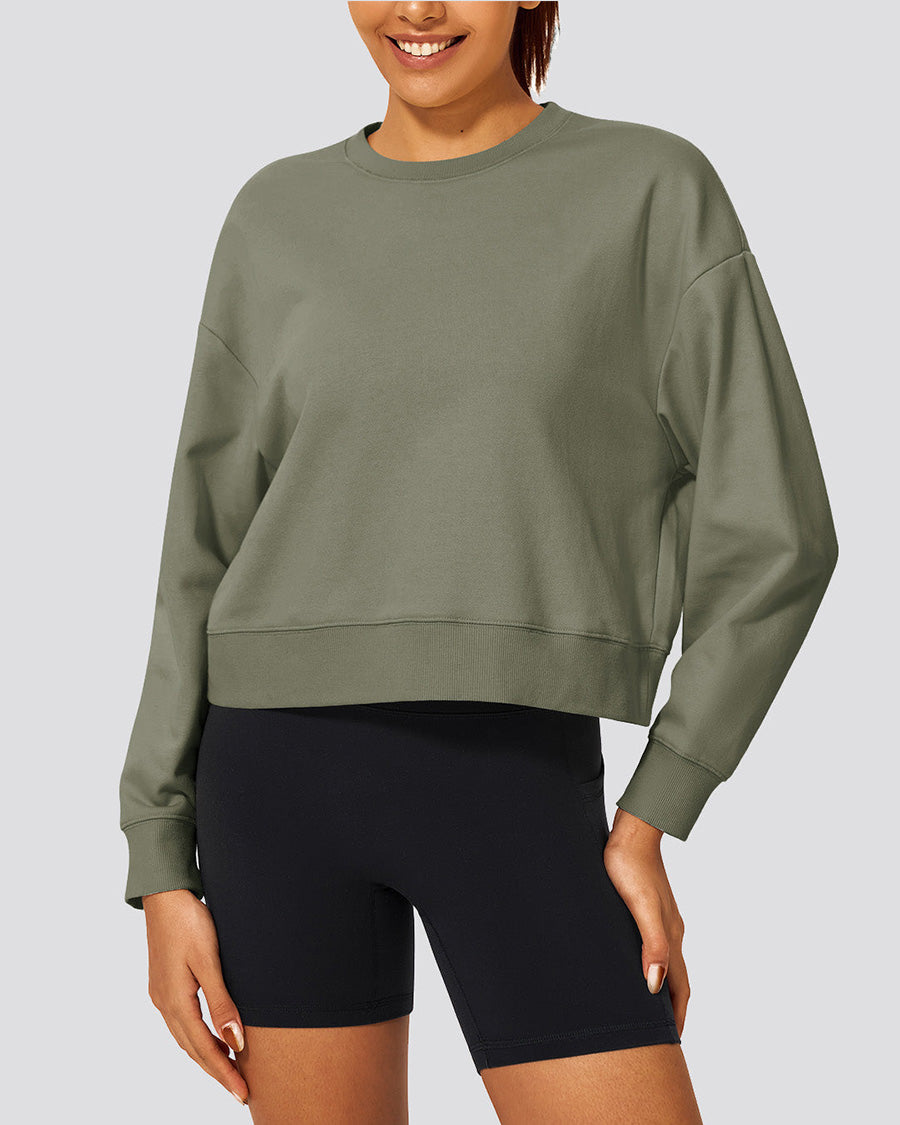 Utility Green Crop Oversized Sweatshirt
