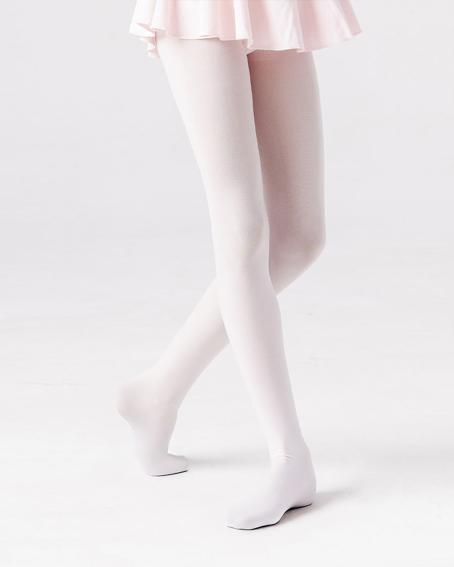 White Girls Ultra Soft Footed Dance Tights - View 1