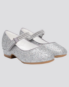 Silver Girls Low Heel Mary Jane Dress Shoes