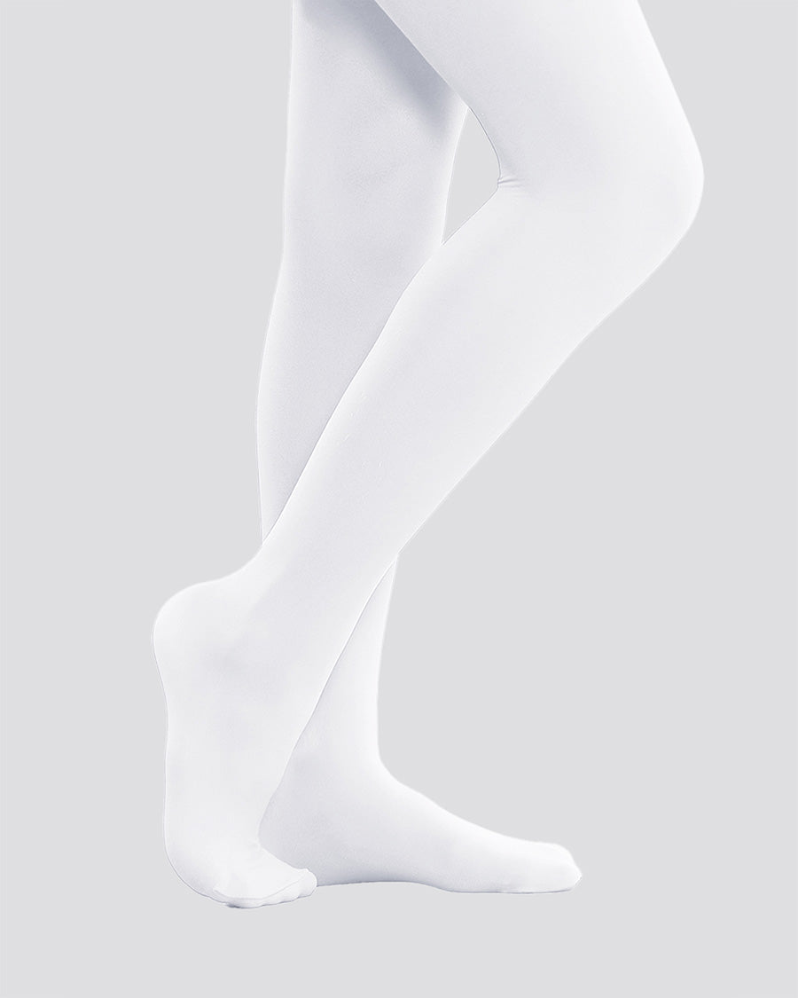 White Girls Ultra Soft Footed Dance Tights - View 3