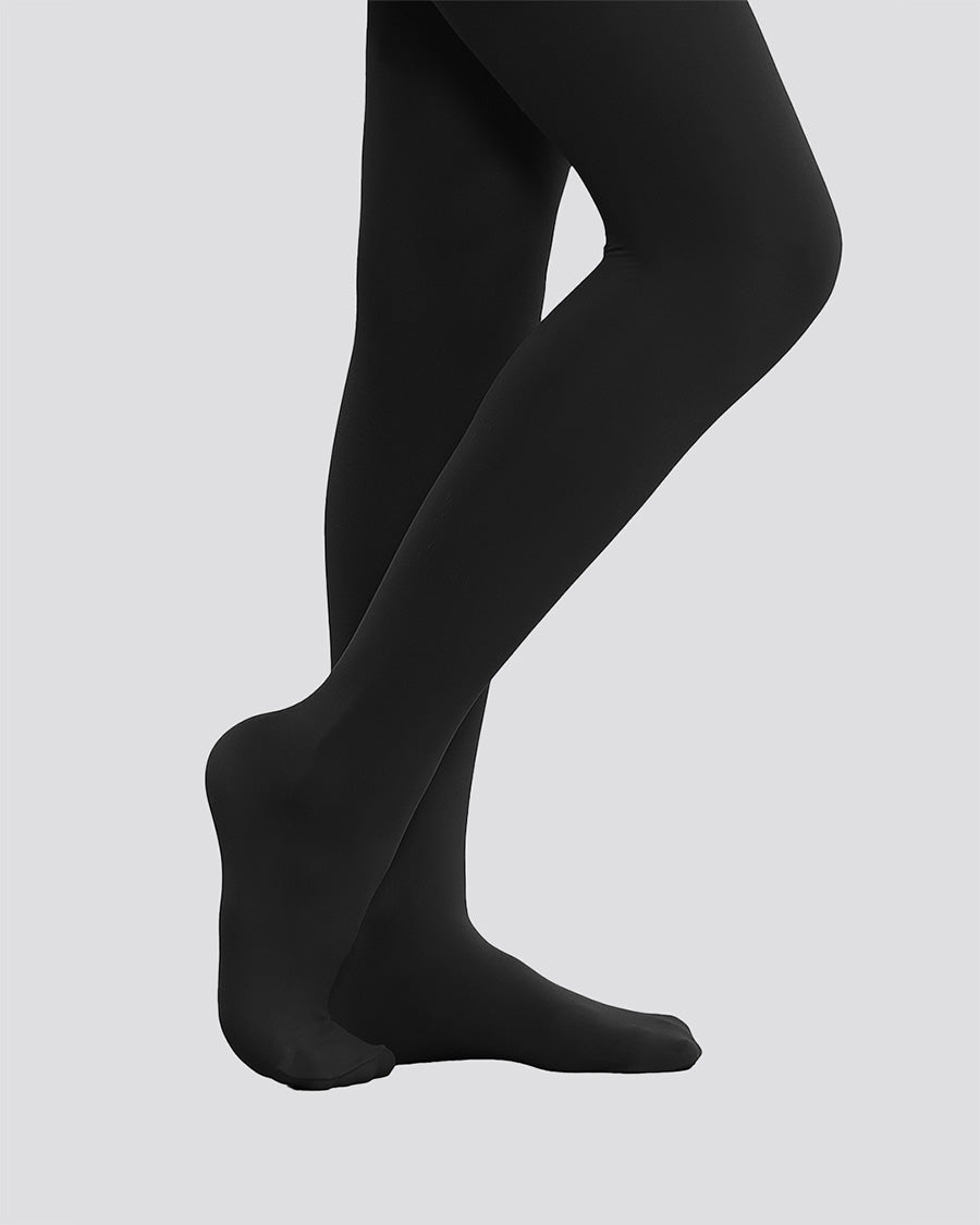 Black Girls Ultra Soft Footed Dance Tights - View 3
