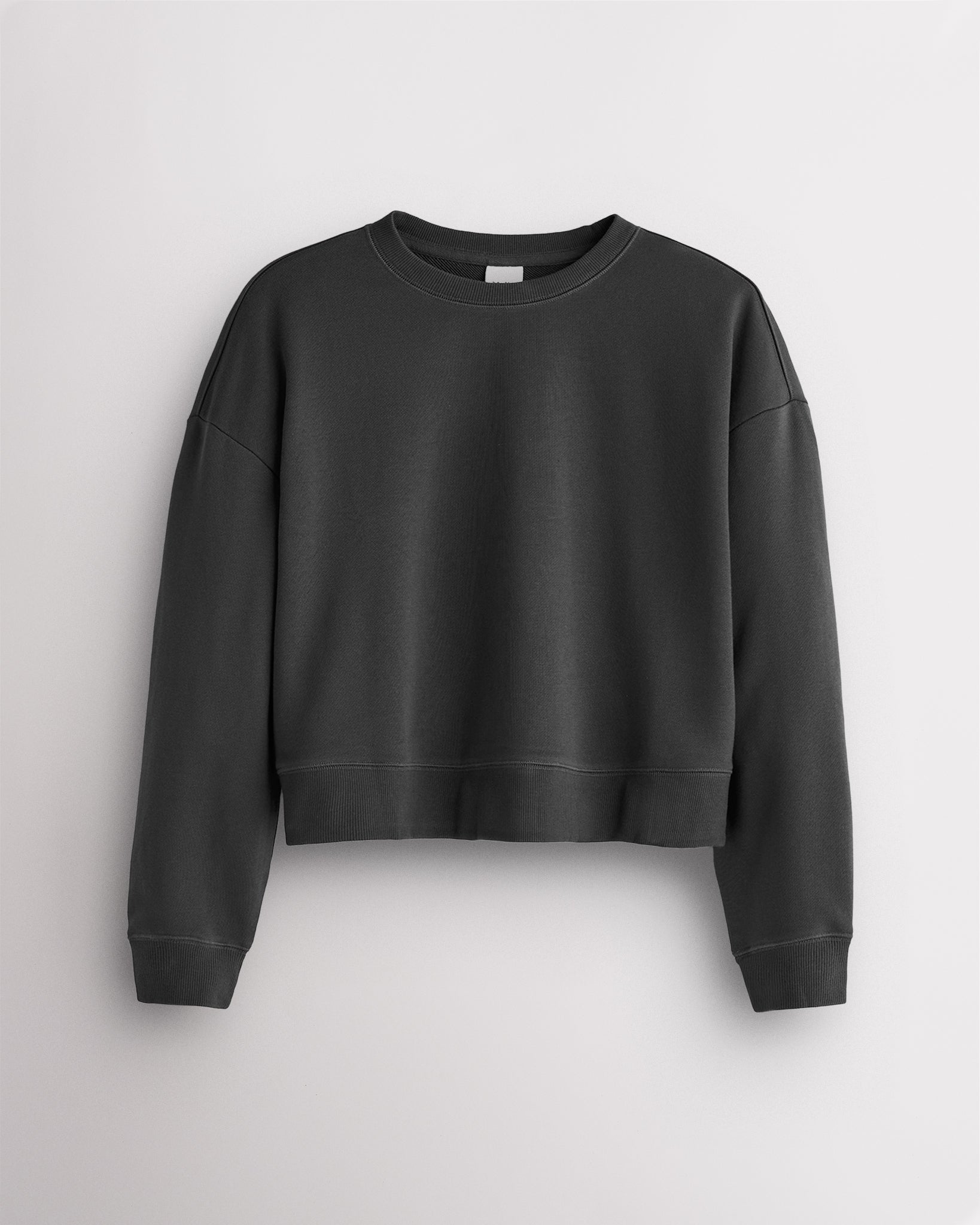 Women’s Oversized Cropped Crewneck Sweatshirt in Dark Grey