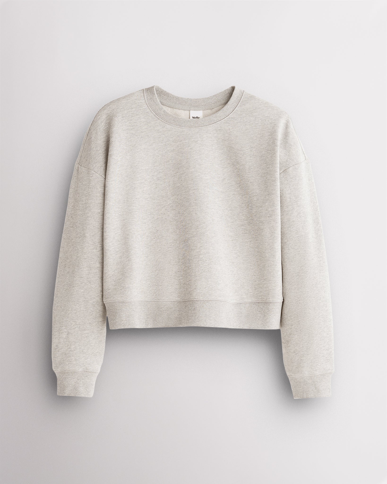 Women’s Oversized Cropped Crewneck Sweatshirt in Stone Heather