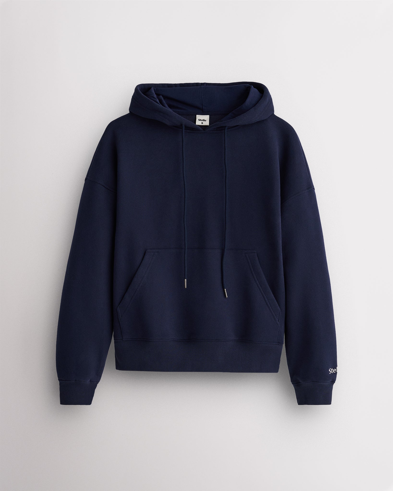 Women’s Oversized Fleece Hoodie with Embroidered Cuff in Navy