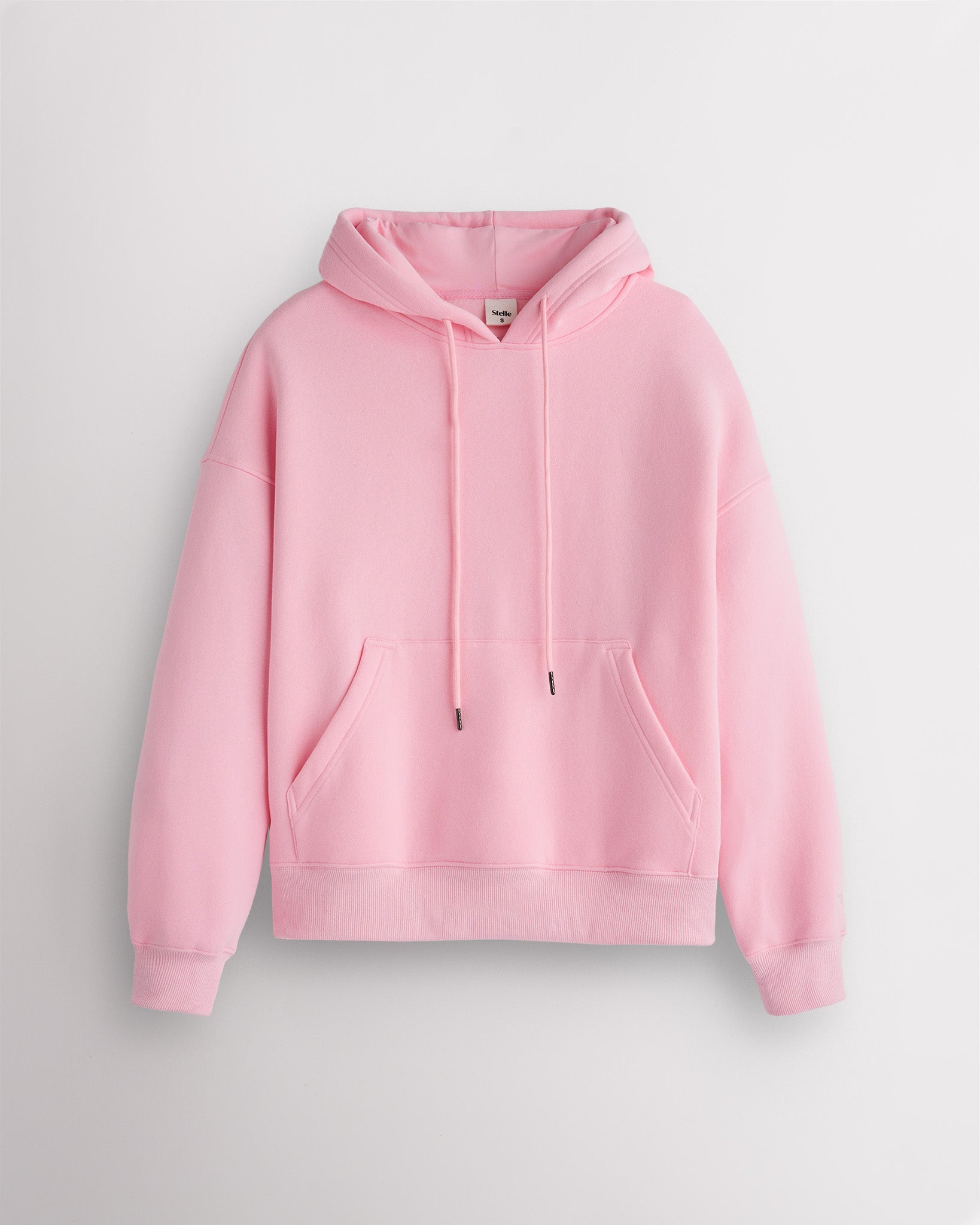 Women’s Oversized Fleece Hoodie with Embroidered Cuff in Pink