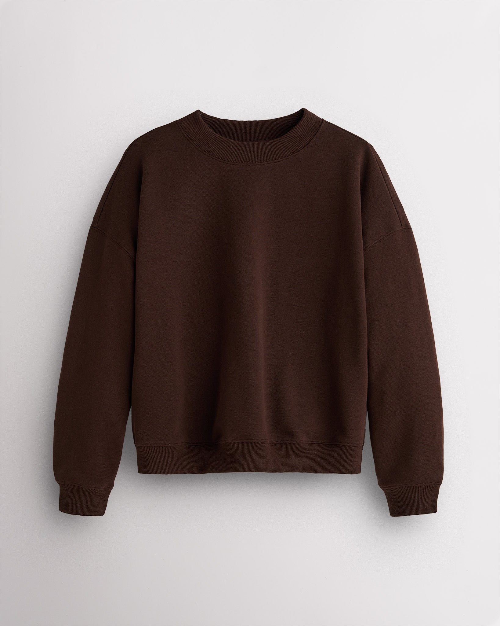 Drop Shoulder Crewneck in Coffee