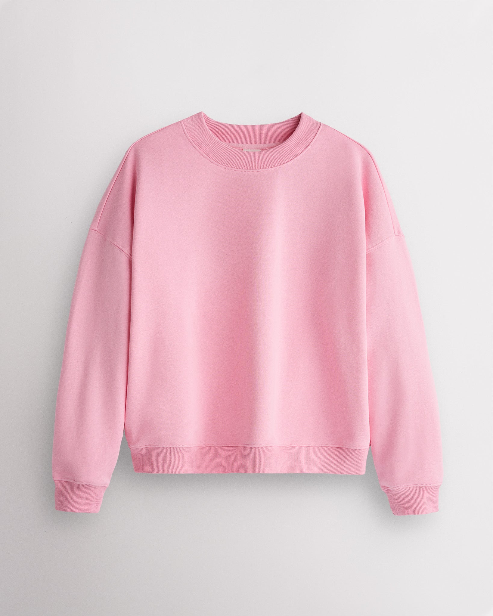 Drop Shoulder Fleece Crewneck in Light Pink