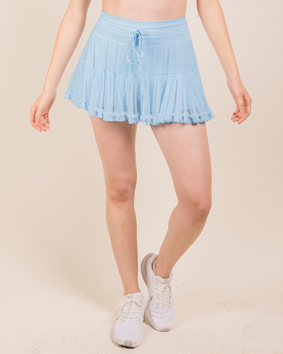 Blue Plisse Tennis Skort