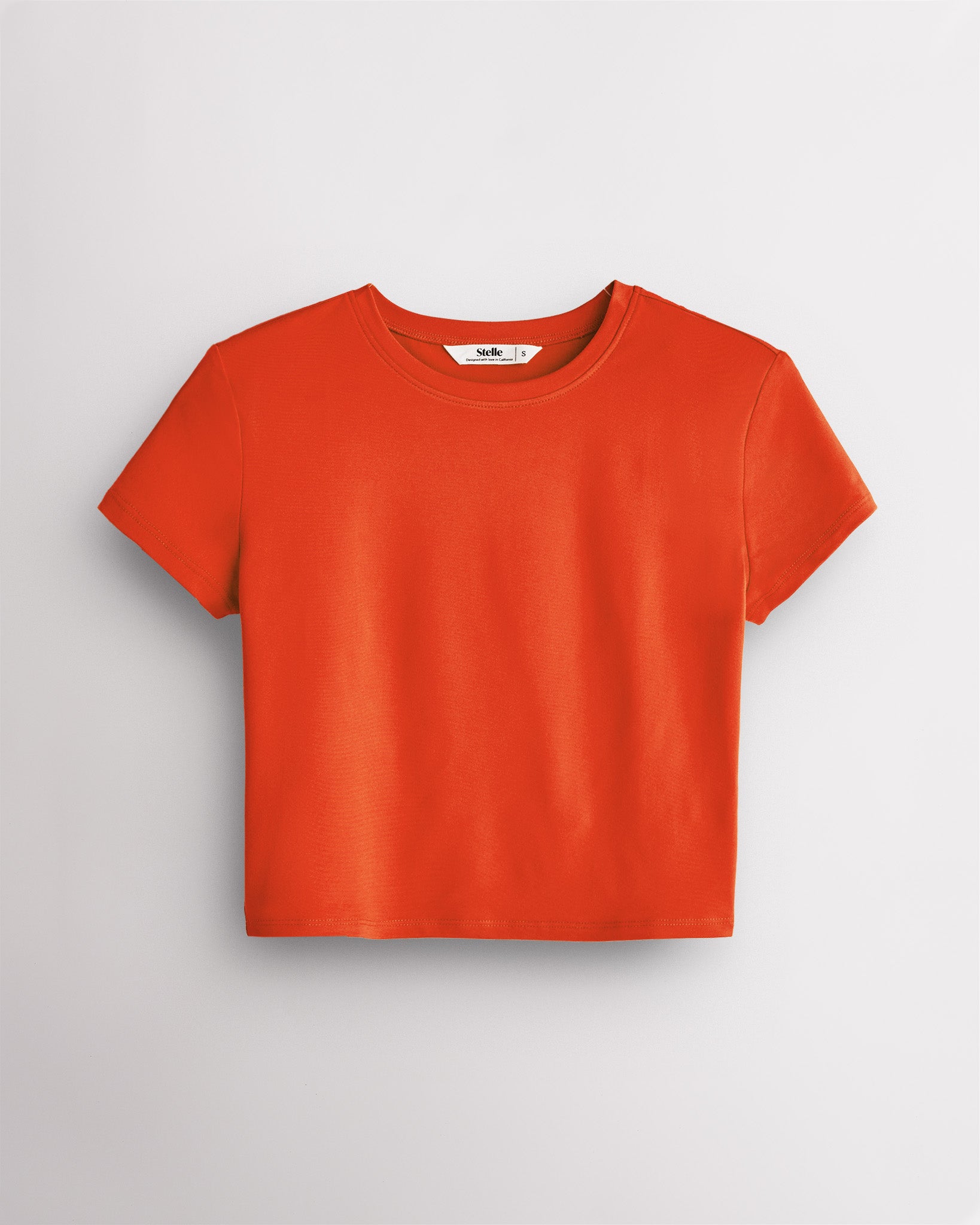 Short Sleeve Cropped Fitted T-Shirt in Orange