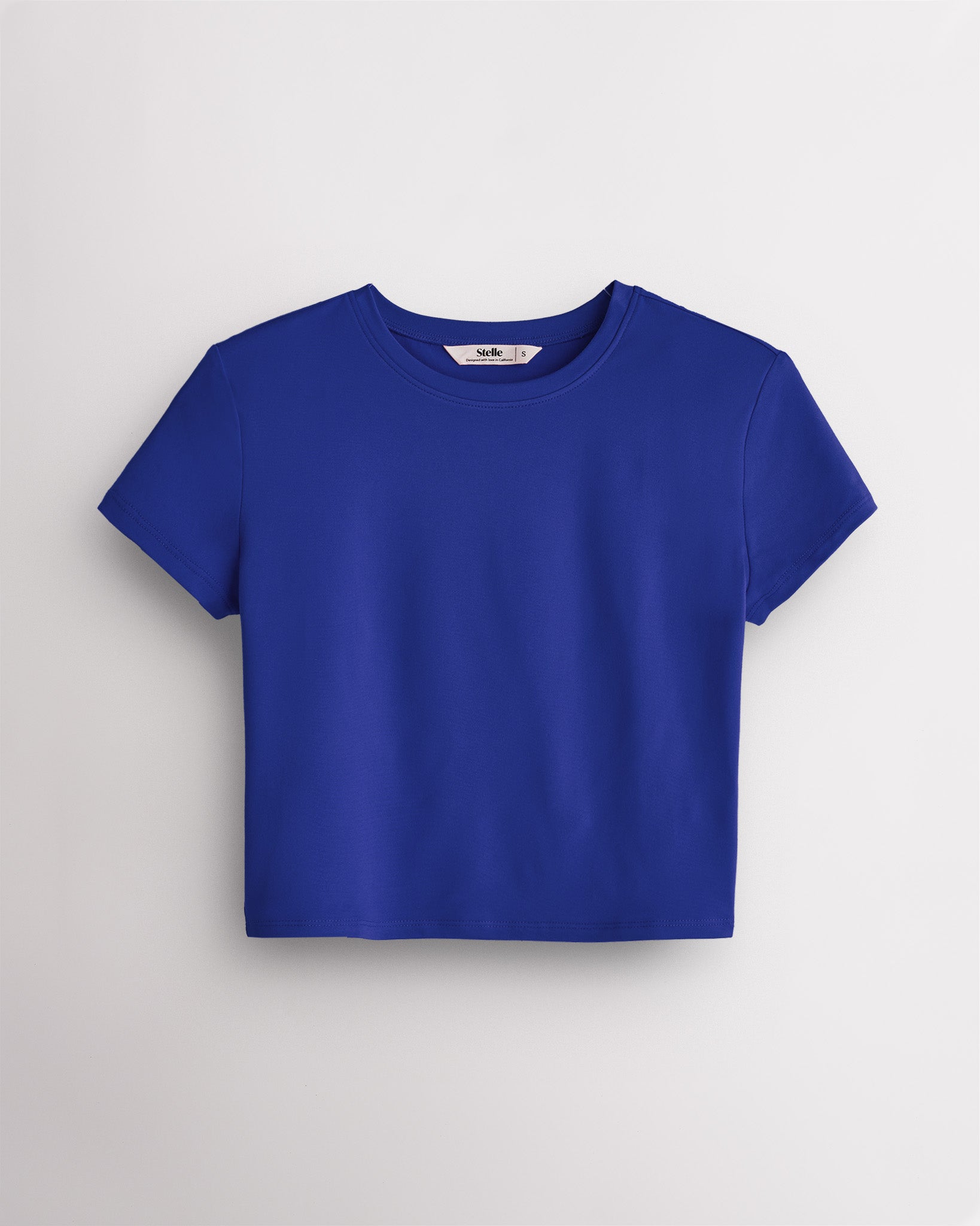 Short Sleeve Cropped Fitted T-Shirt in Royal Blue