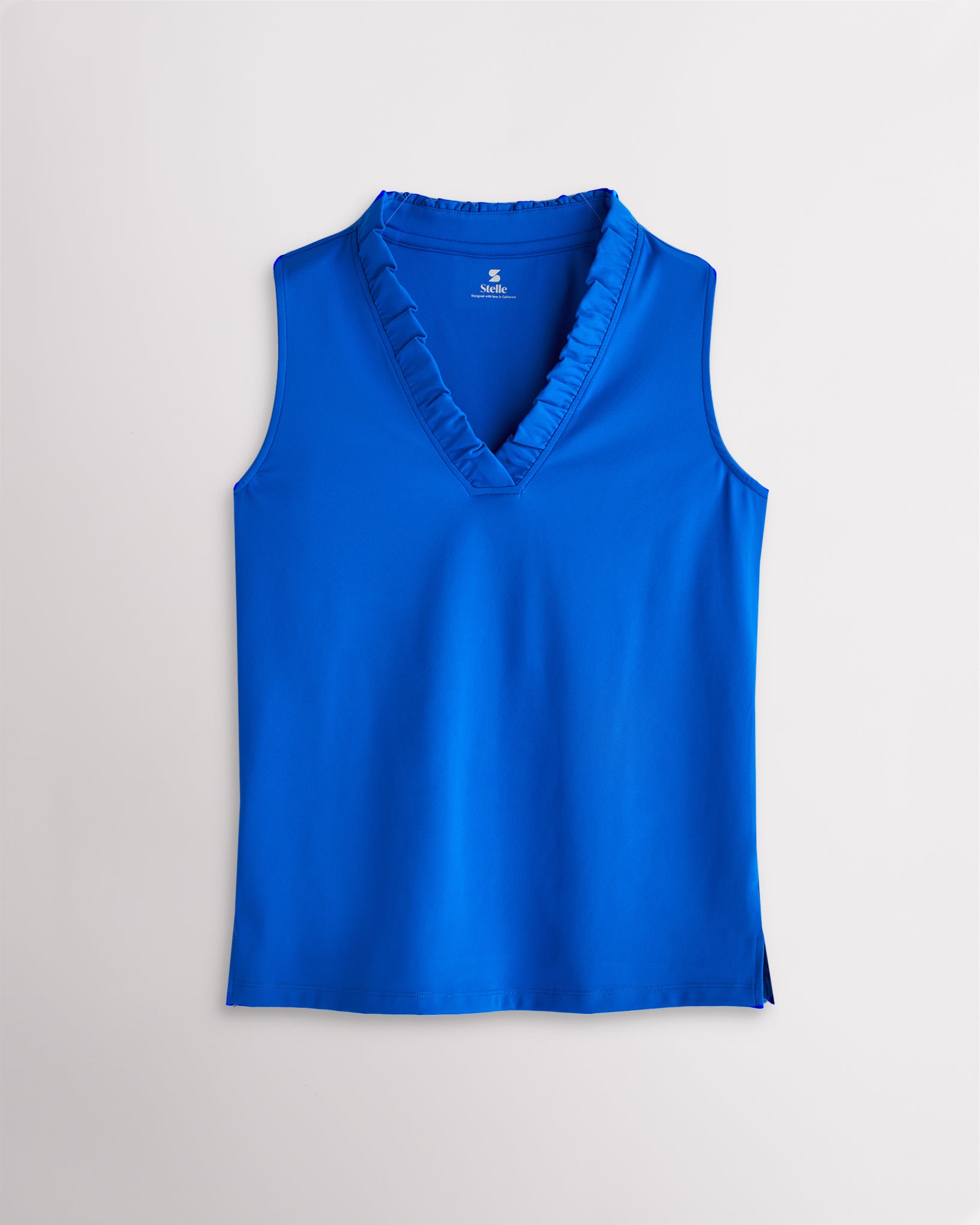 Sapphire ruffle V-neck sleeveless polo shirt for women