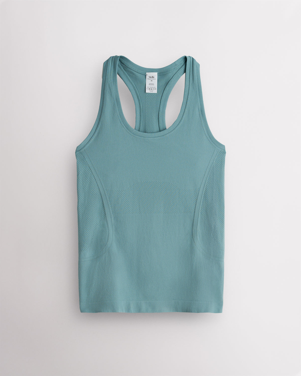 Blue Sage Stelle women's seamless racerback tank top in muted sage green.