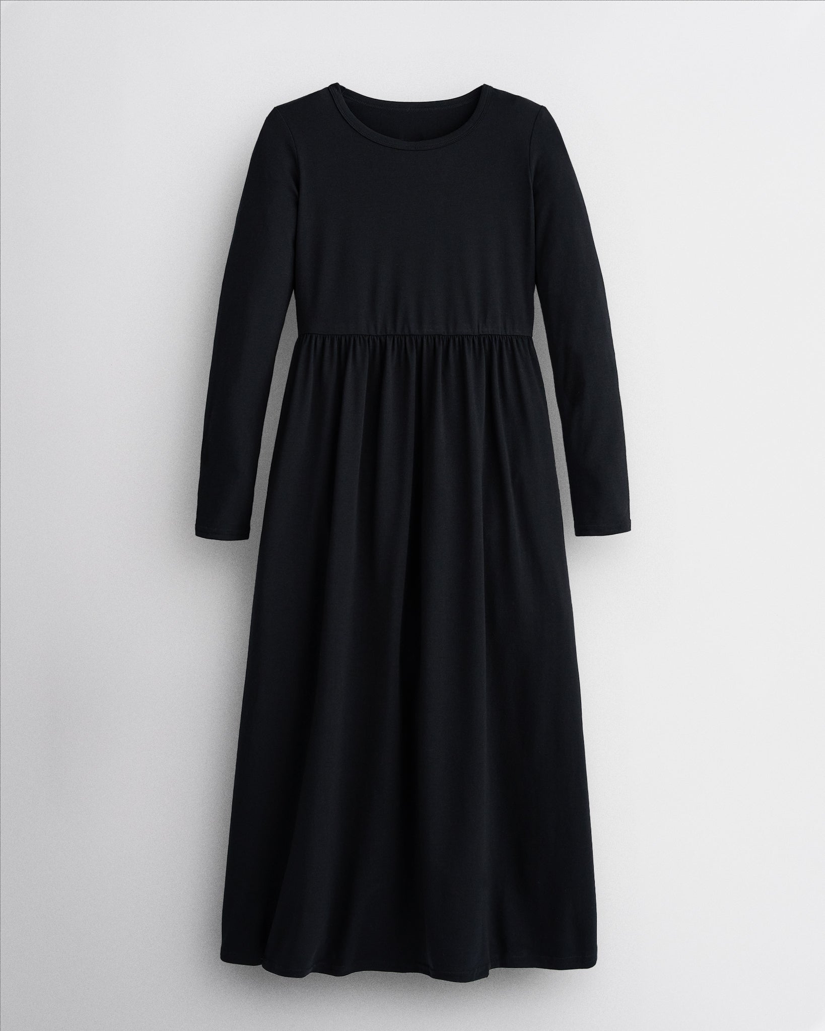 Girls Long Sleeve Knit Maxi Dress in Black