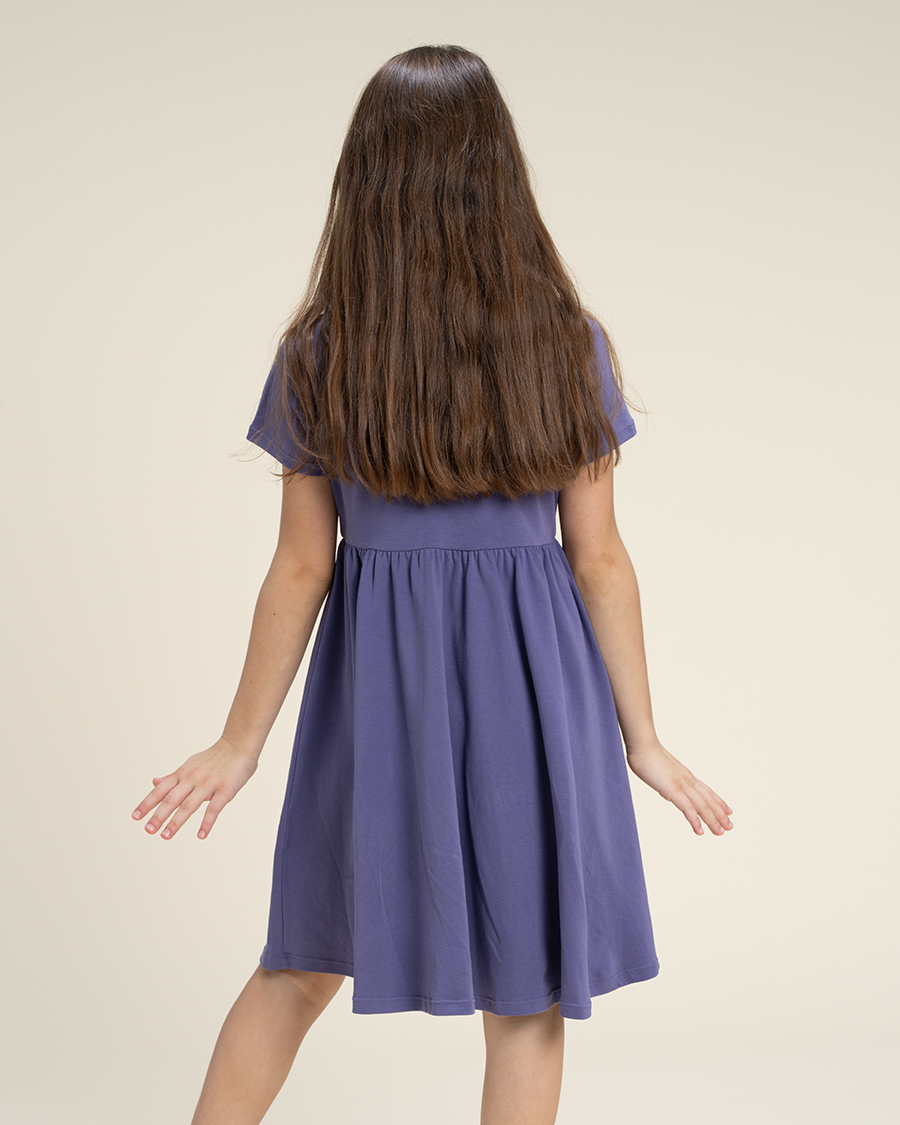 Dusty Grape Girls Short Sleeve A-Line Twirl Dress