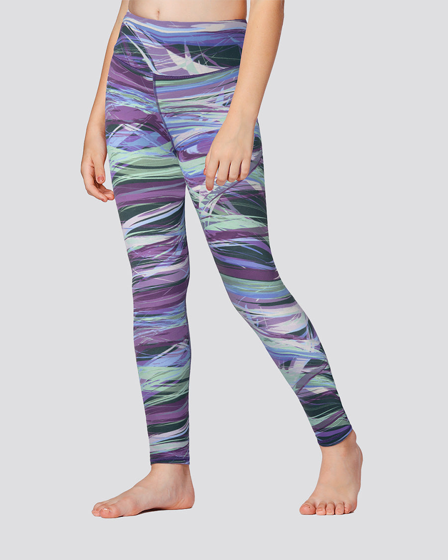 Marble Blue Girls Soft Yoga Leggings