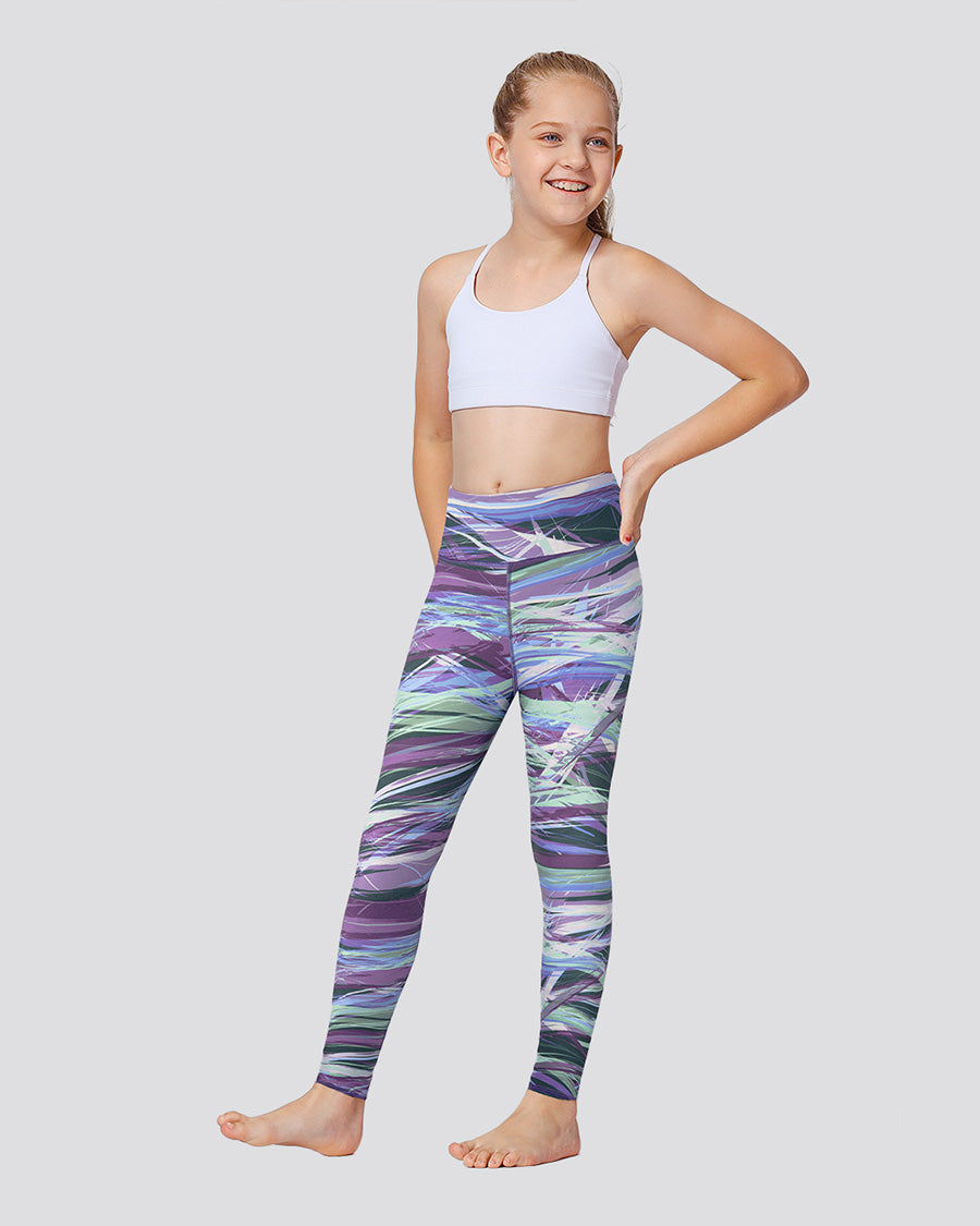 Marble Blue Girls Soft Yoga Leggings