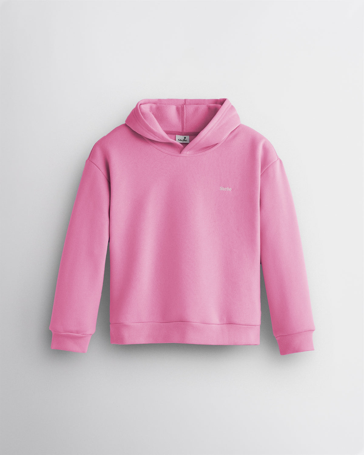 Orchid Stelle kids fleece pullover hoodie with a hood, ribbed cuffs and hem.