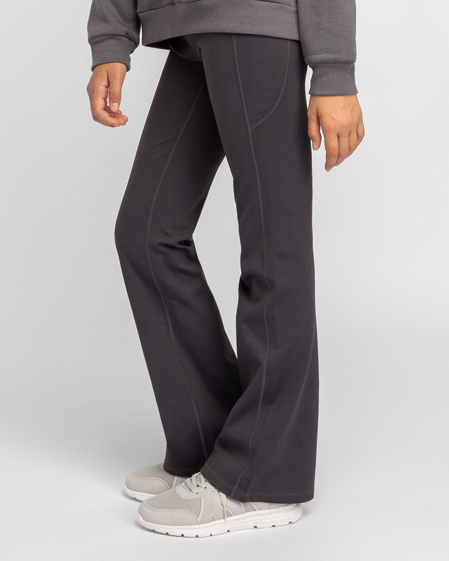 Charcoal Play Flare Kids Fleece Leggings with Pockets