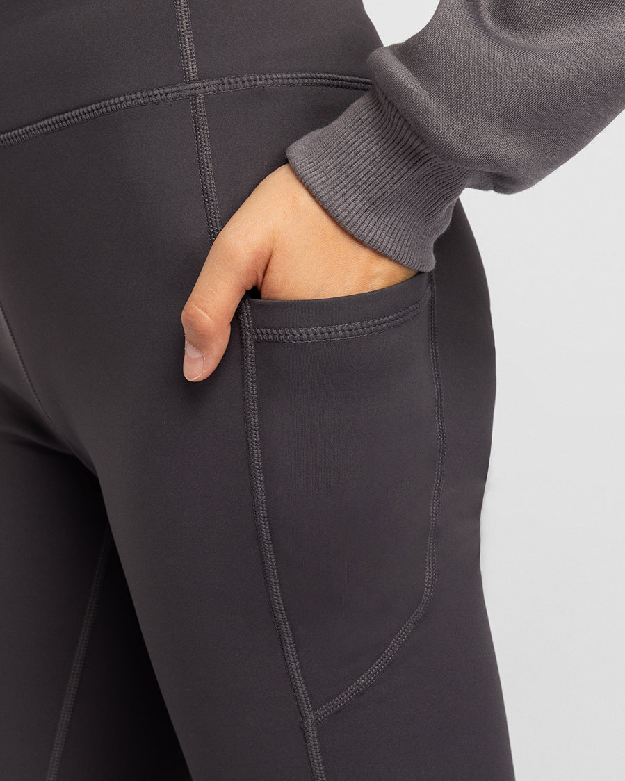 Charcoal Play Flare Kids Fleece Leggings with Pockets