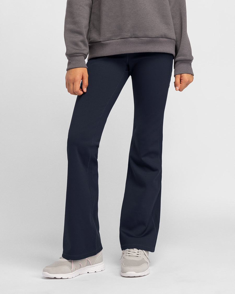 Navy Play Flare Kids Fleece Leggings with Pockets