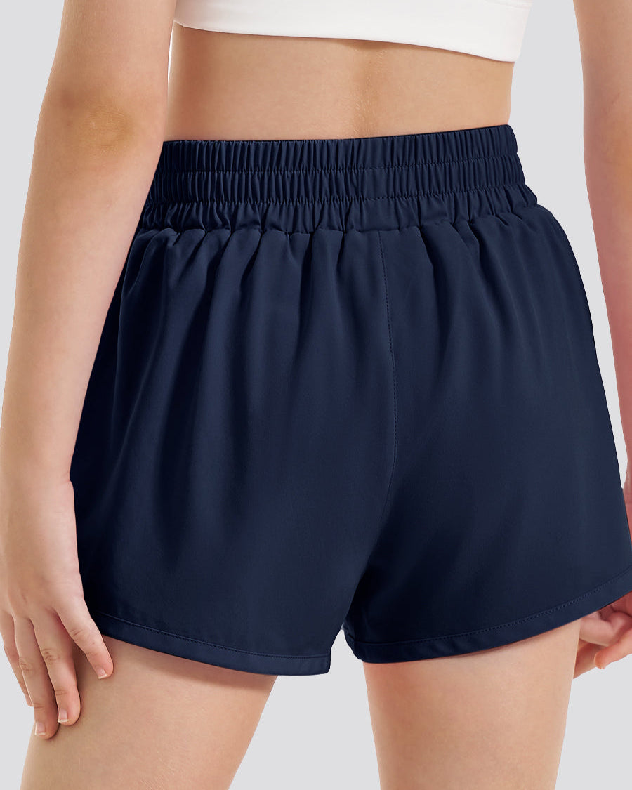 Girls BreezeEase High Waist Shorts in Navy