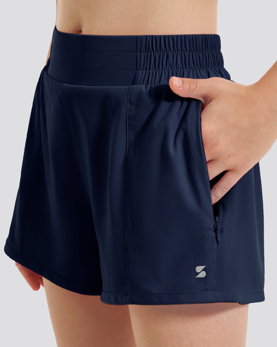 Girls BreezeEase High Waist Shorts in Navy