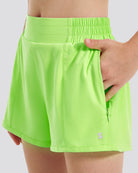 Girls BreezeEase High Waist Shorts in Neon Yellow