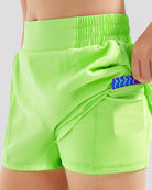 Girls BreezeEase High Waist Shorts in Neon Yellow