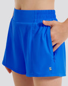 Girls BreezeEase High Waist Shorts in Sapphire