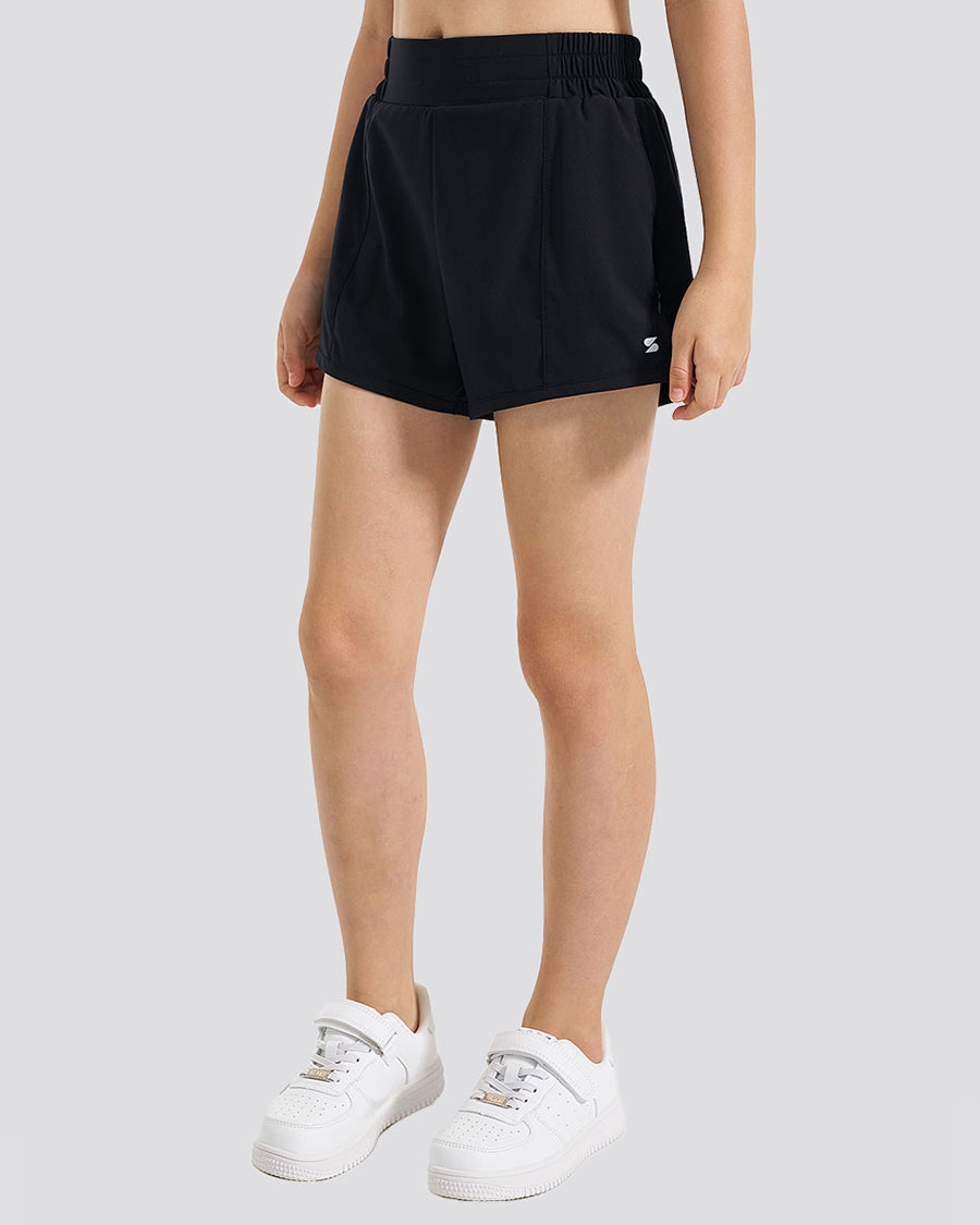 Girls BreezeEase High Waist Shorts in Black
