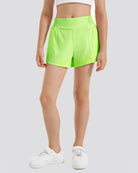 Girls BreezeEase High Waist Shorts in Neon Yellow