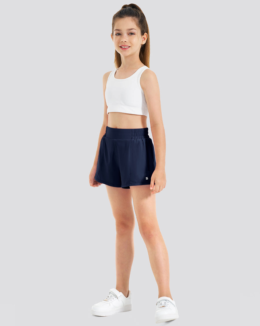 Girls BreezeEase High Waist Shorts in Navy