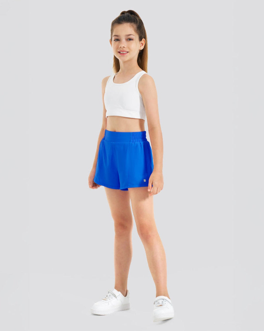 Girls BreezeEase High Waist Shorts in Sapphire