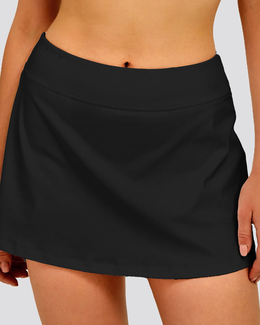 pleated tennis skirt black front