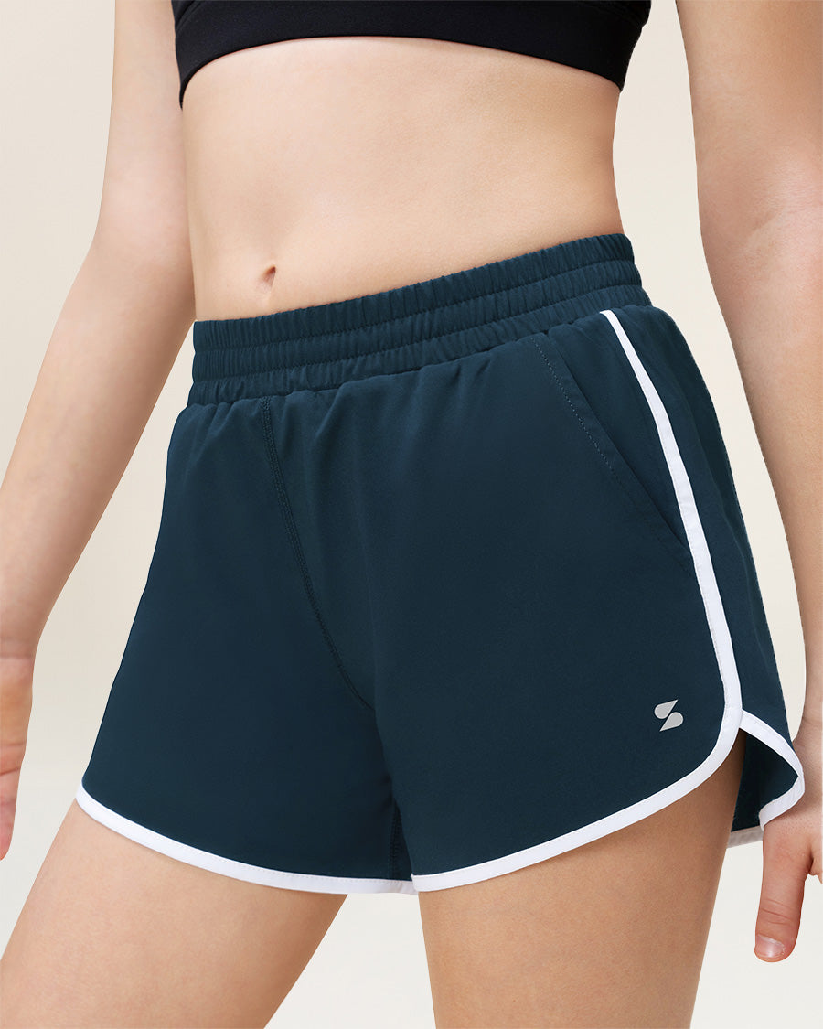Prussian Blue Girls Stretchy Athletic Shorts