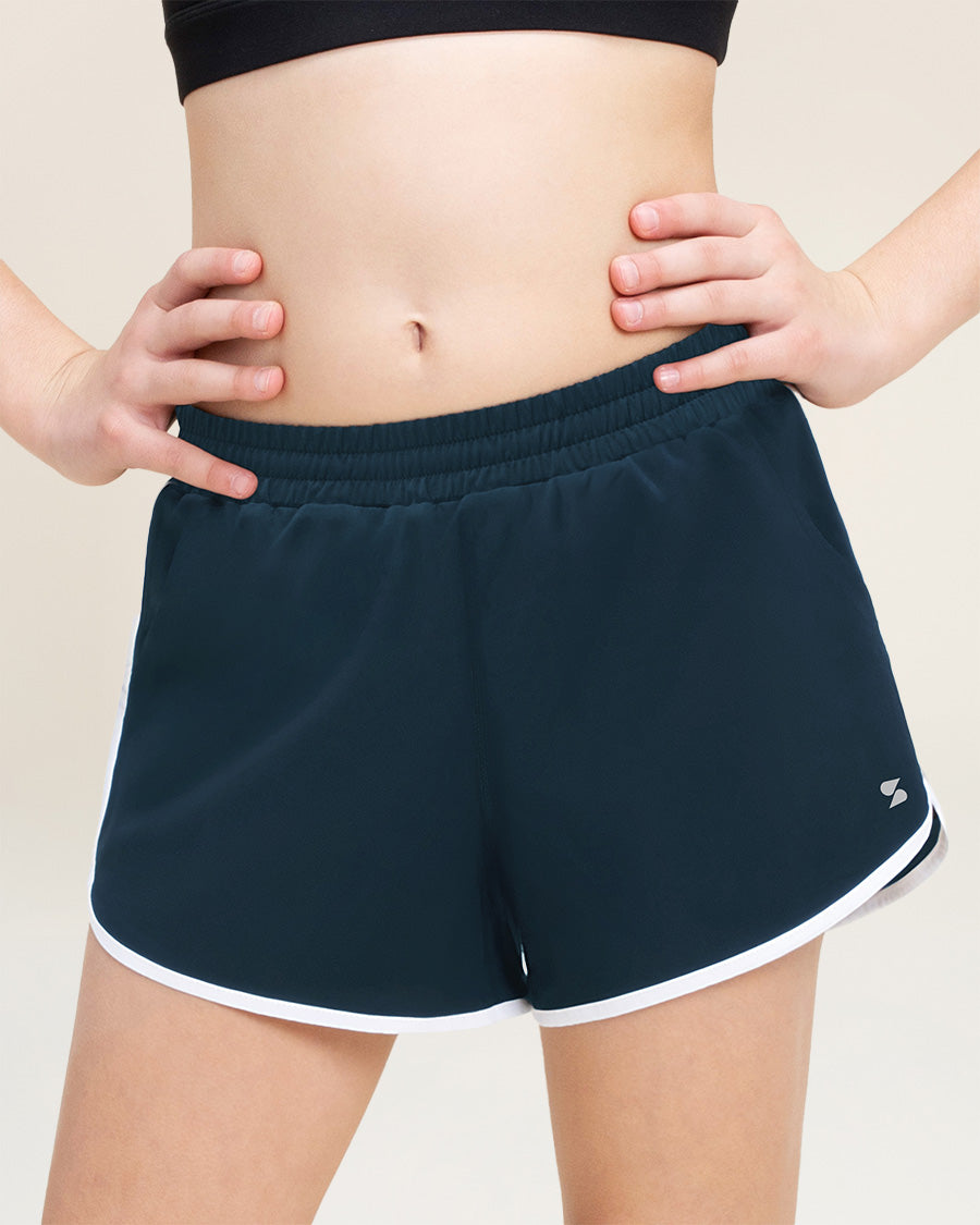 Prussian Blue Girls Stretchy Athletic Shorts