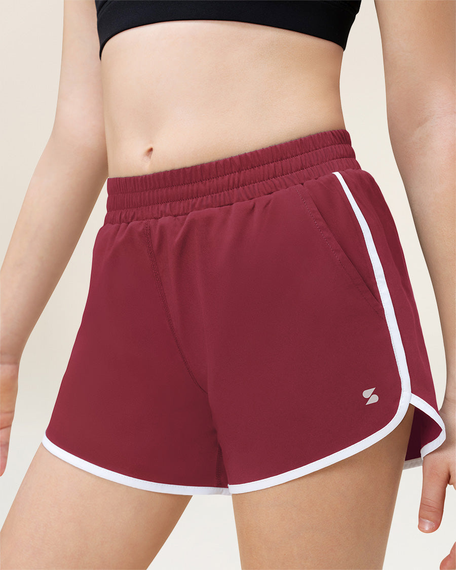 Maroon Girls Stretchy Athletic Shorts
