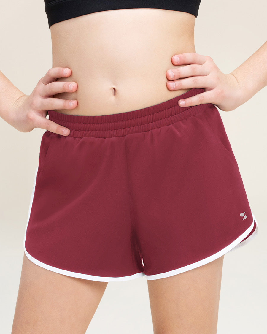 Maroon Girls Stretchy Athletic Shorts