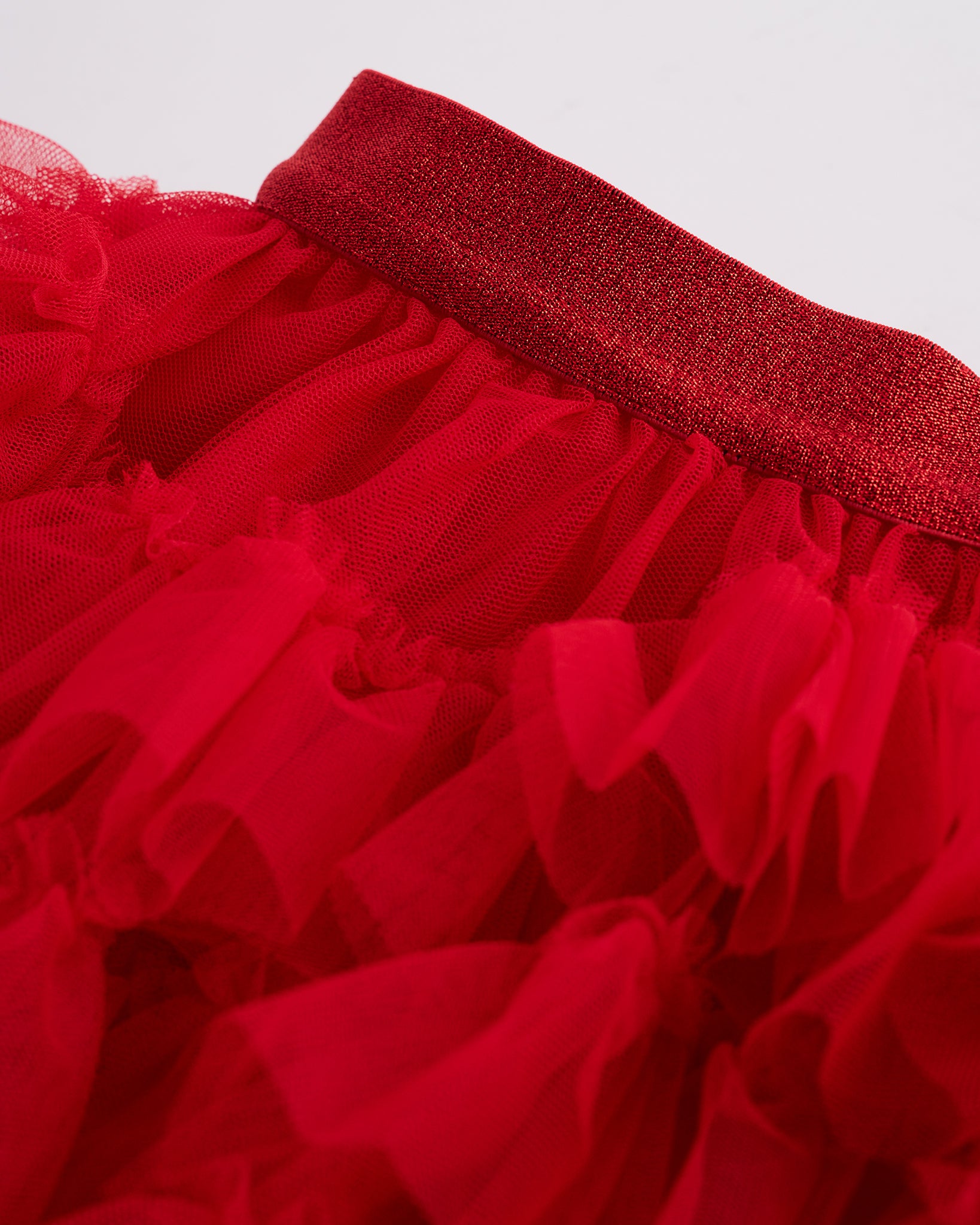 Tulle Much Girls 5-Tier Mesh Tutu Skirt in Red