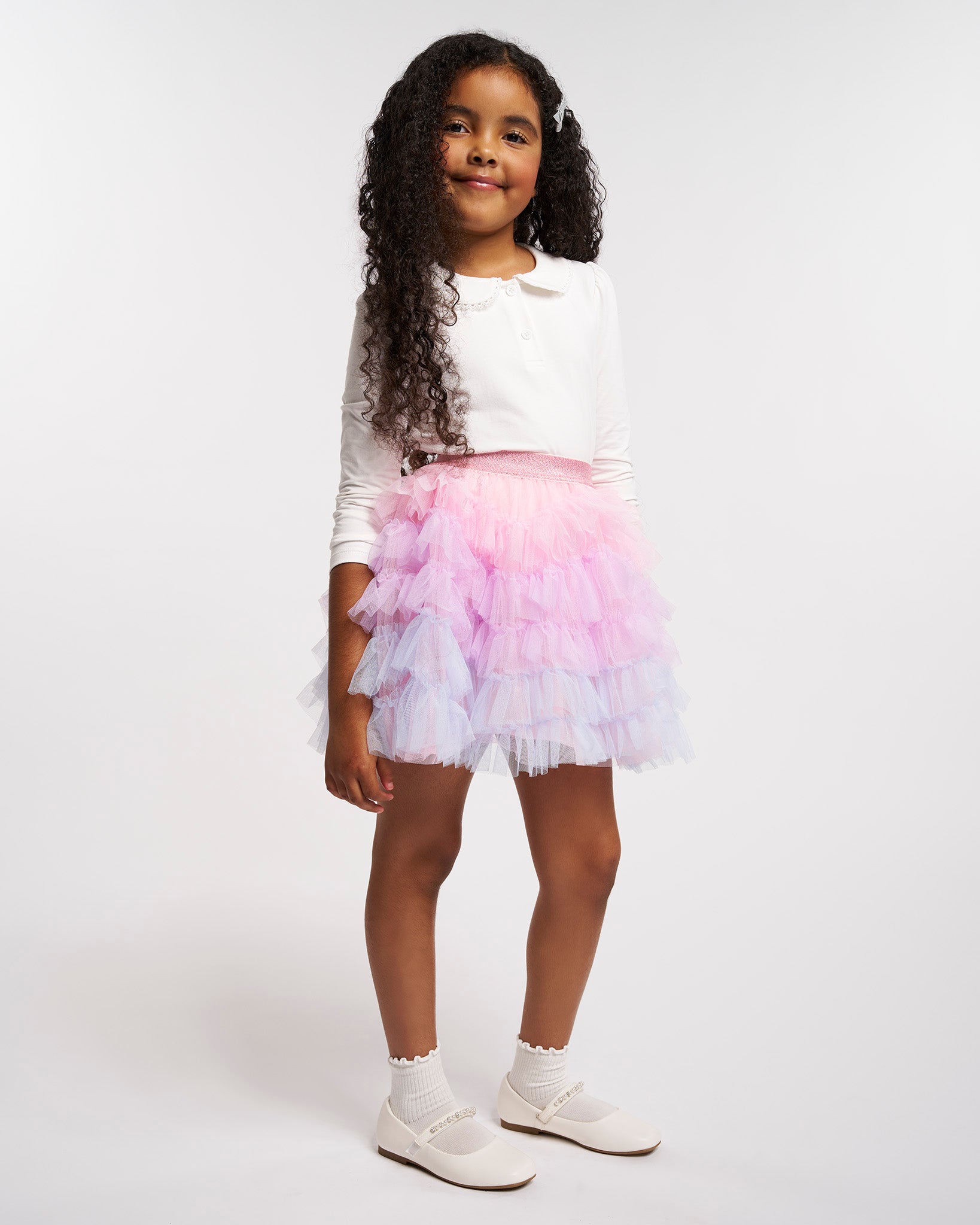 Tulle Much Girls 5-Tier Mesh Tutu Skirt in Pink Ombre